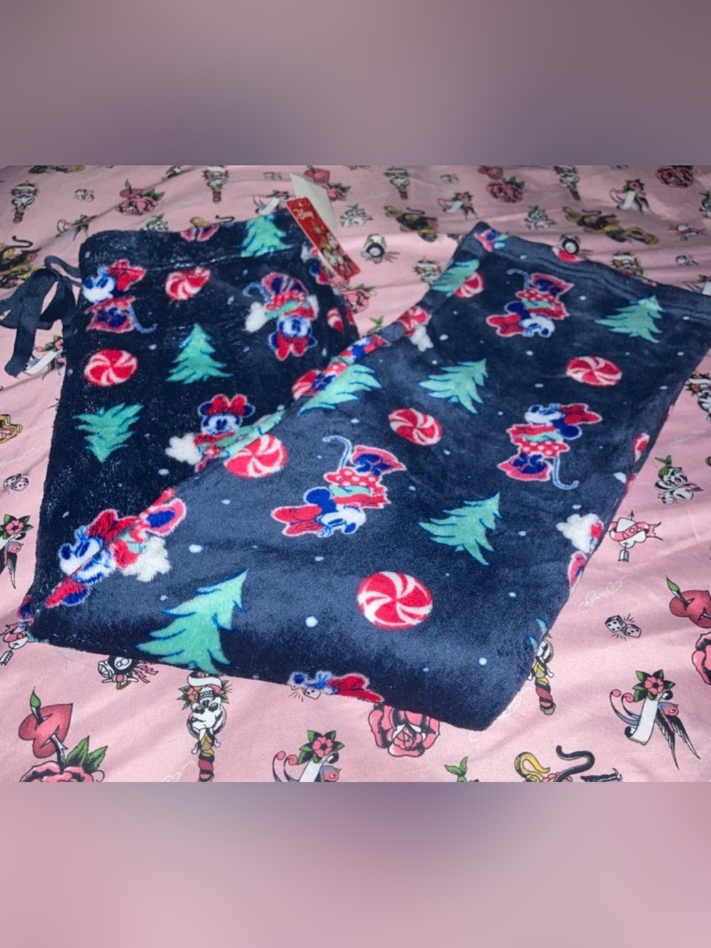 Disney Navy Blue Minnie Mouse Holiday Fleece Pajama Pants